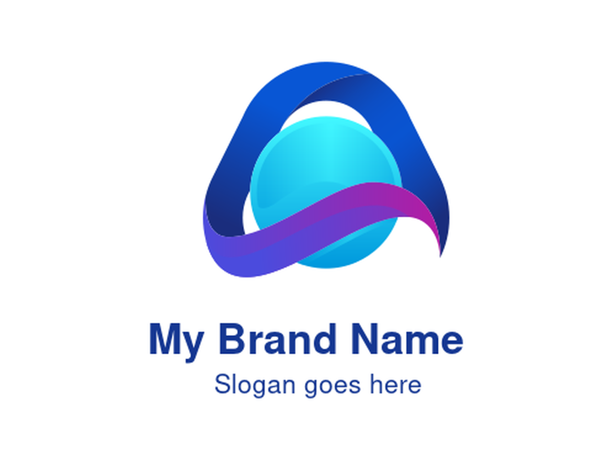 Abstract Orb, Letter A and Ribbon Logo - Modern Gradient Blue and Purple Intertwined Shape with Central Sphere, Symbolizing Global Connection, Technology, Data, or Digital Solutions